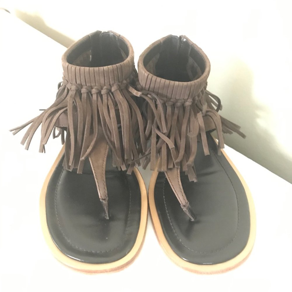 TOD'S suede fringe sandals in brown